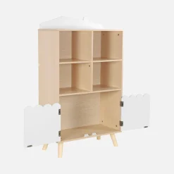 Children's pine wood library 2 doors 4 shelves