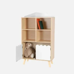 Children's pine wood library 2 doors 4 shelves