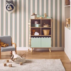 Children's pine wood library 2 doors 4 shelves