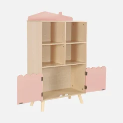Children's pine wood library 2 doors 4 shelves