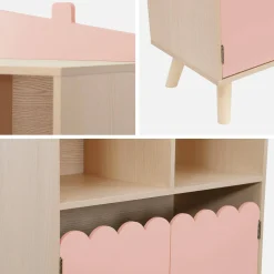 Children's pine wood library 2 doors 4 shelves