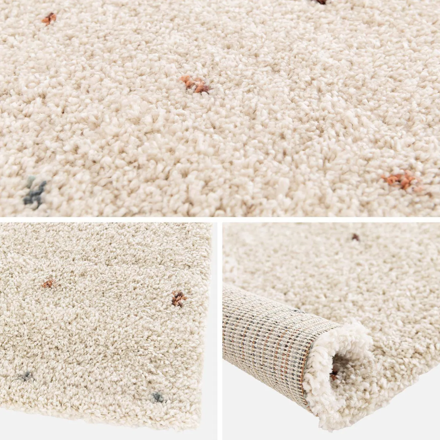 Children's rug with small colourful polka dots
