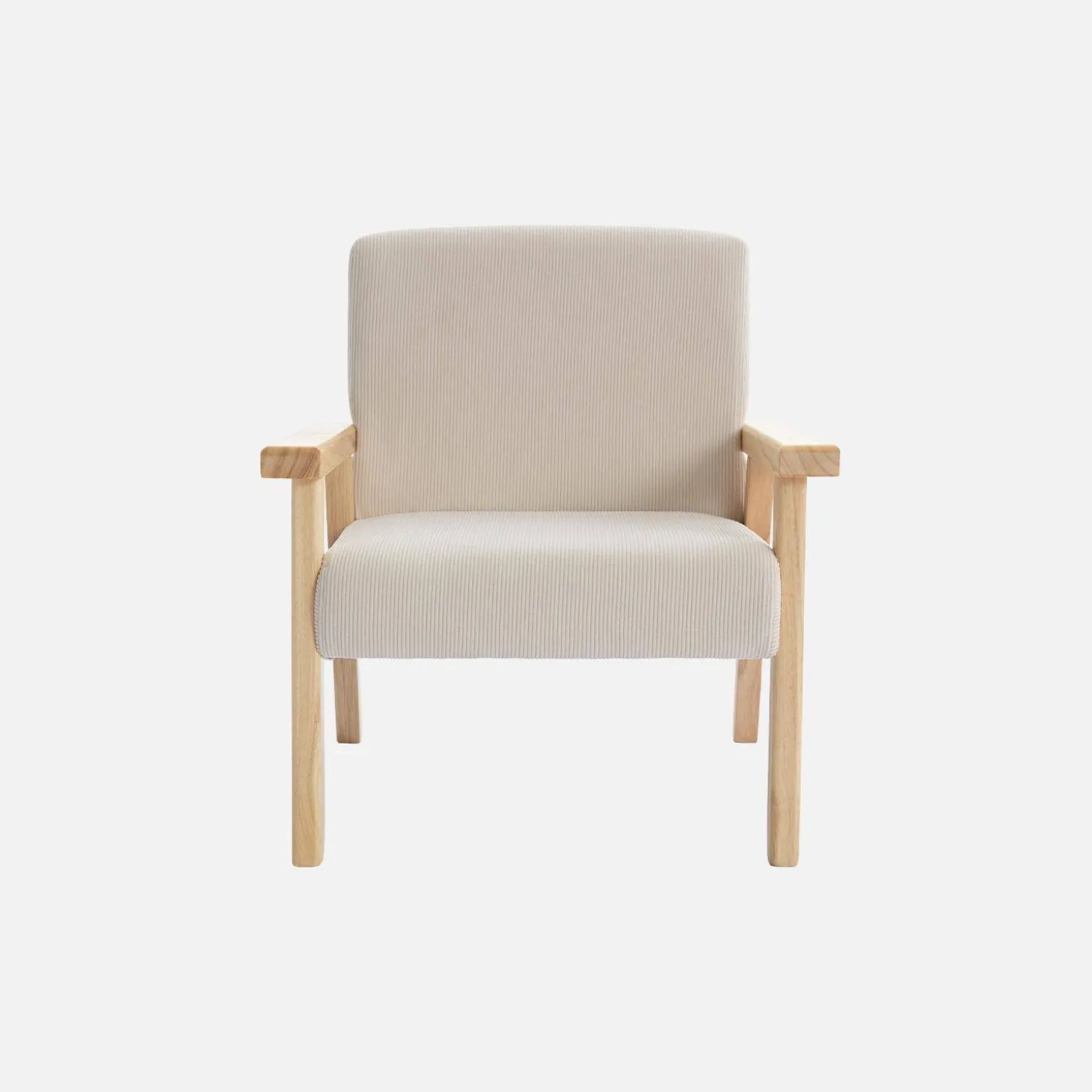 Children's scandi-style armchair, corduroy and rubberwood