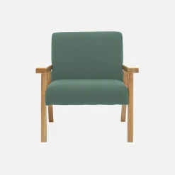 Children's scandi-style armchair, corduroy and rubberwood