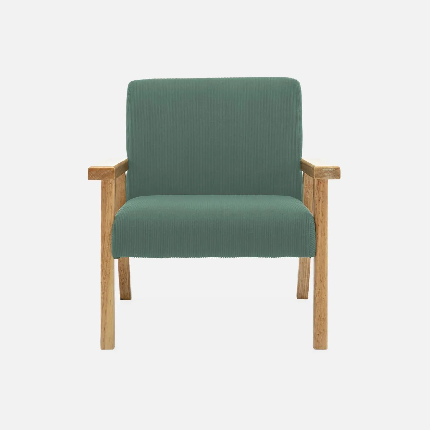 Children's scandi-style armchair, corduroy and rubberwood