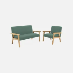 Children's scandi-style armchair, corduroy and rubberwood