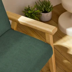 Children's scandi-style armchair, corduroy and rubberwood