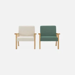 Children's scandi-style armchair, corduroy and rubberwood