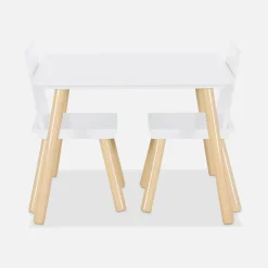 Children's square table with 2 chairs pine legs