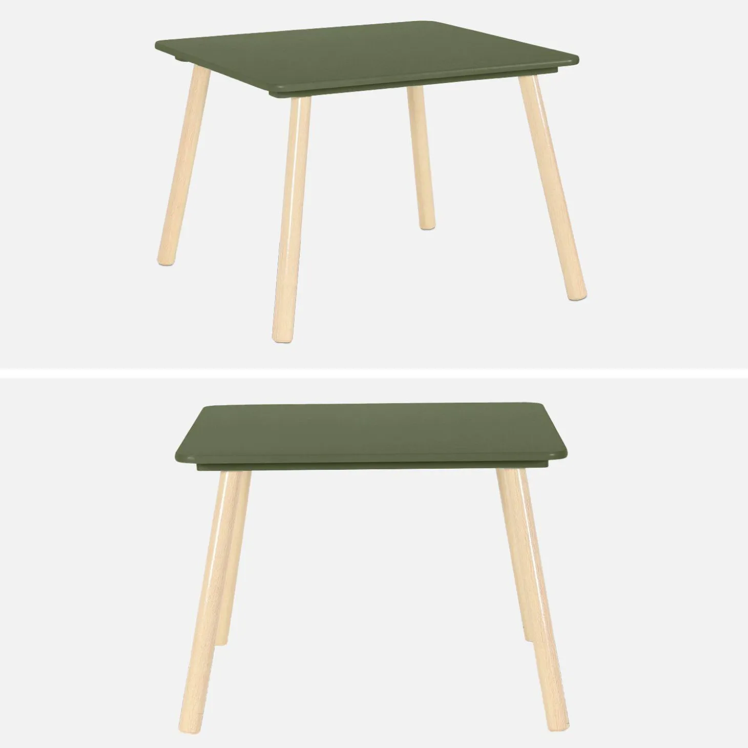Children's square table with 2 chairs pine legs