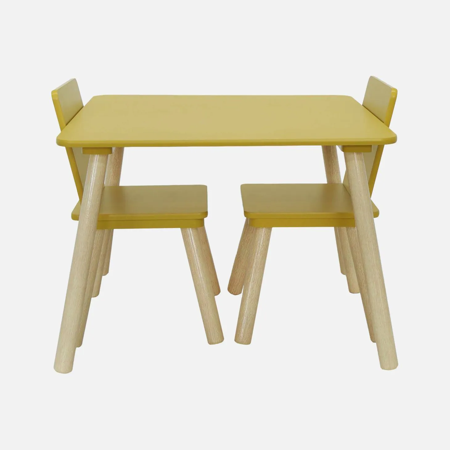 Children's square table with 2 chairs pine legs
