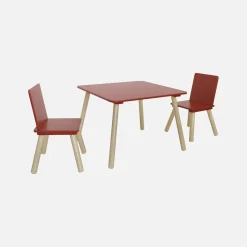 Children's square table with 2 chairs pine legs