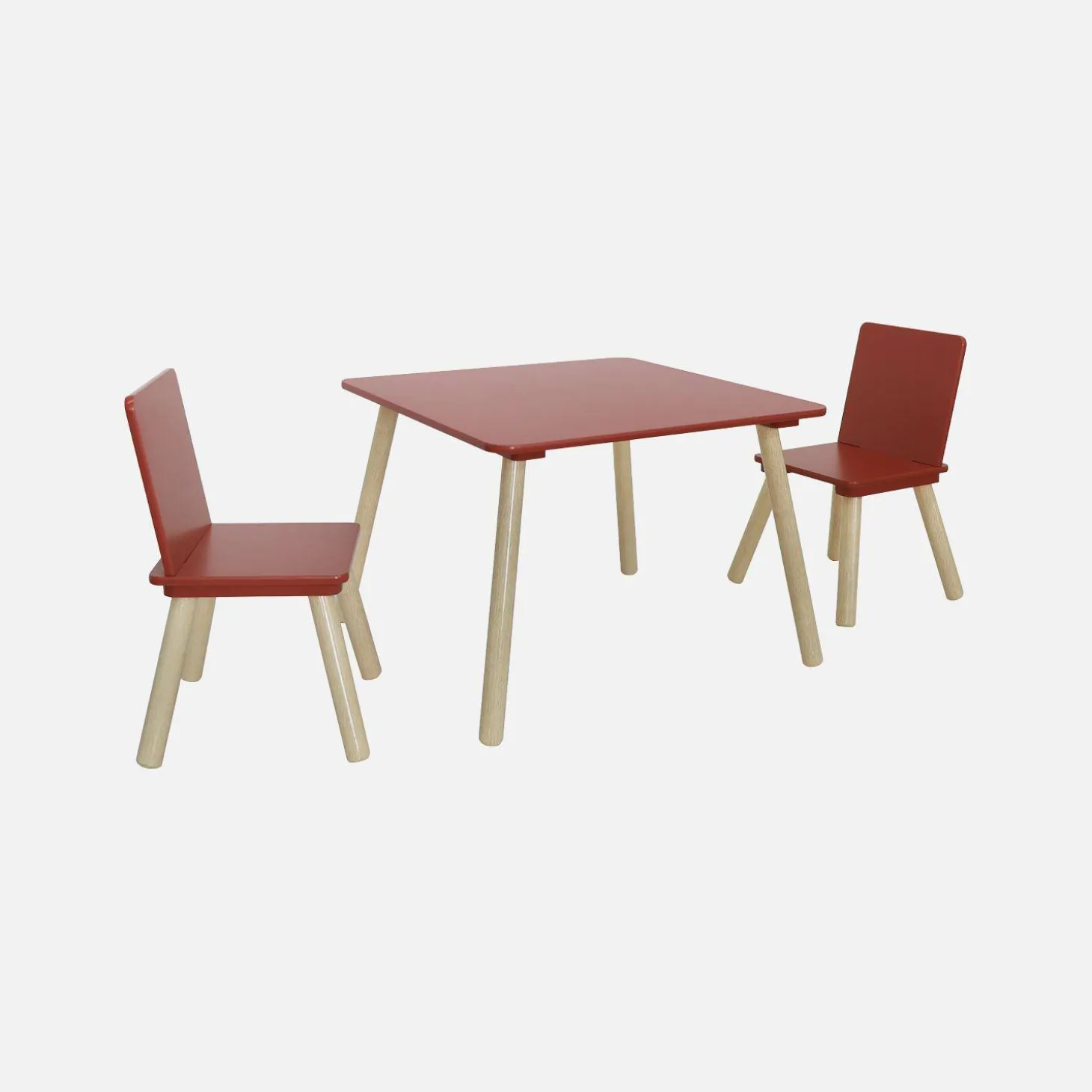 Children's square table with 2 chairs pine legs