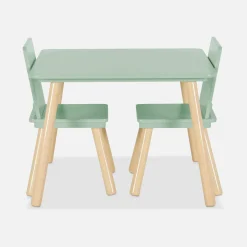 Children's square table with 2 chairs pine legs