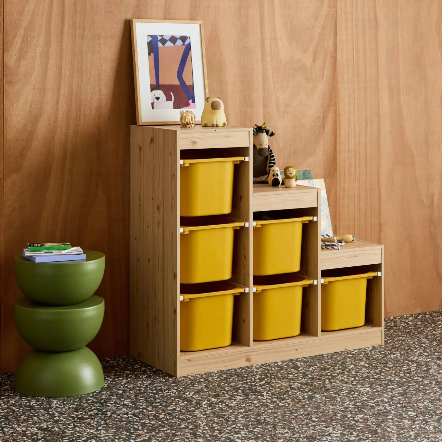 Children's storage unit staircase 6 storage bins