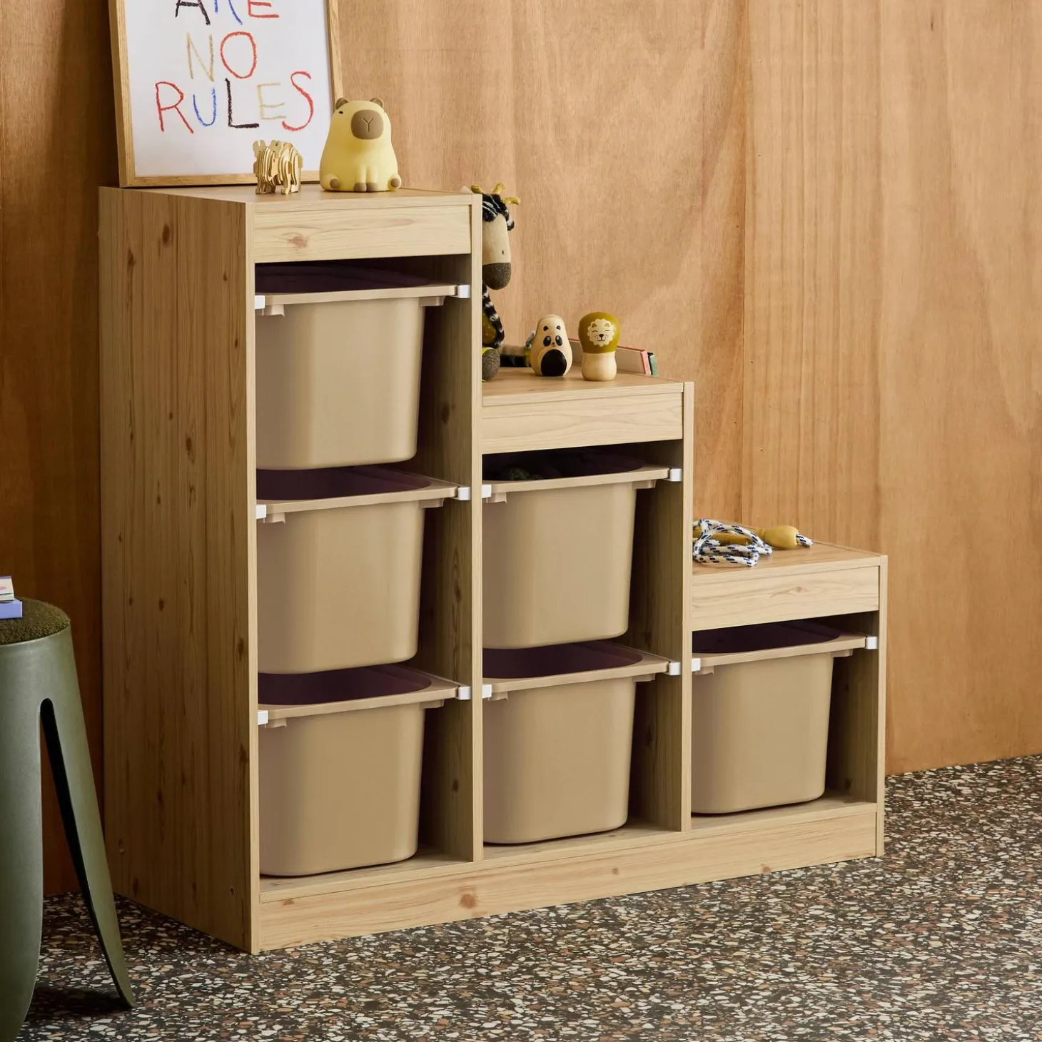 Children's storage unit staircase 6 storage bins