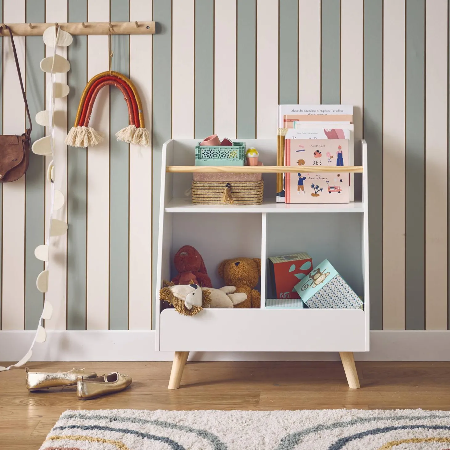 Children's storage unit with 2 compartments