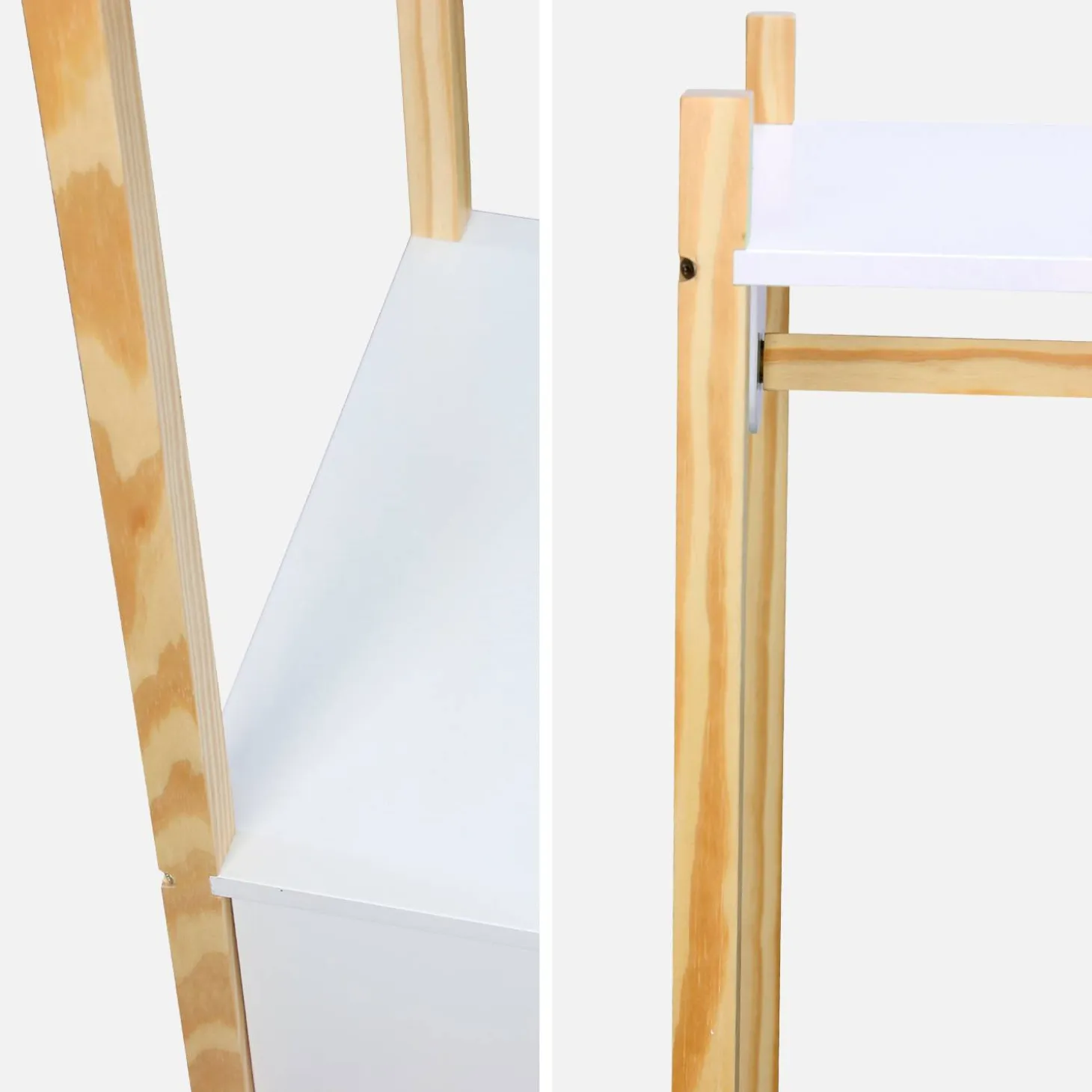 Children's storage unit with clothes rail and two sliding doors