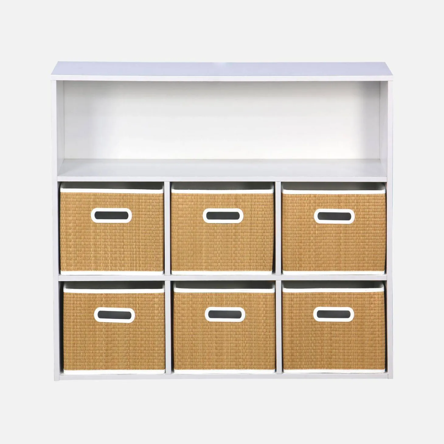 Children's storage unit with 6 plant fibre baskets