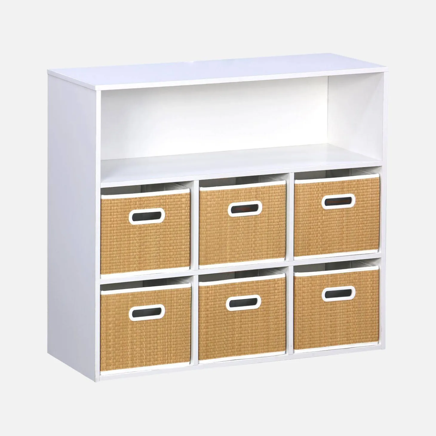 Children's storage unit with 6 plant fibre baskets