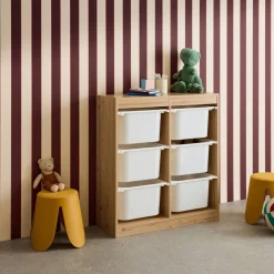 Children's storage unit with 6 storage bins