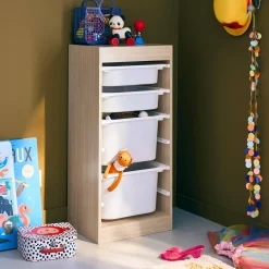 Children's storage unit with 4 storage bins