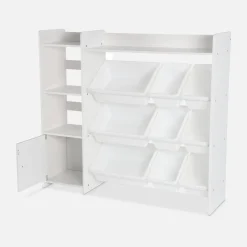 Children's storage unit with 9 storage boxes, 4 shelves, 1 door