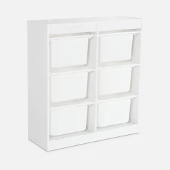 Children's storage unit with 6 storage bins