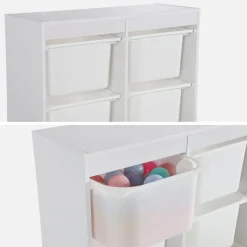 Children's storage unit with 6 storage bins