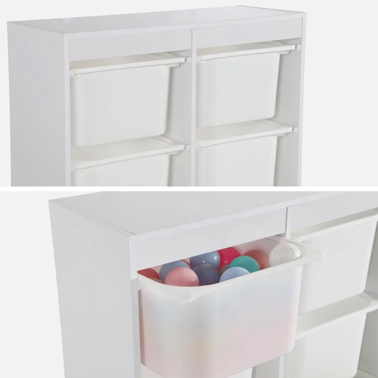 Children's storage unit with 6 storage bins