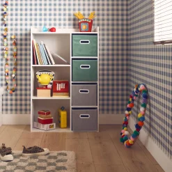 Children's storage unit with 4 velvet baskets