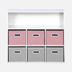 Children's storage unit with 6 velvet baskets