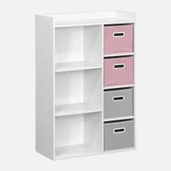 Children's storage unit with 4 velvet baskets