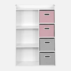 Children's storage unit with 4 velvet baskets