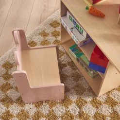 Children's table and 2 chairs with shelves