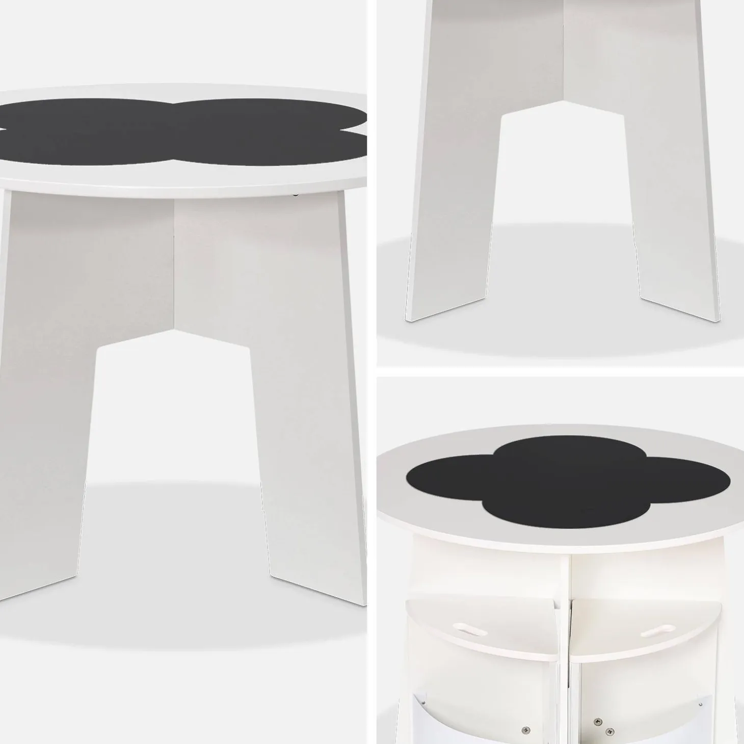 Children's table with slate and 4 chairs with storage