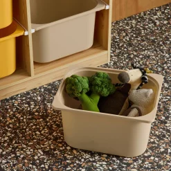 Children storage unit with 6 colourful bins, Natural