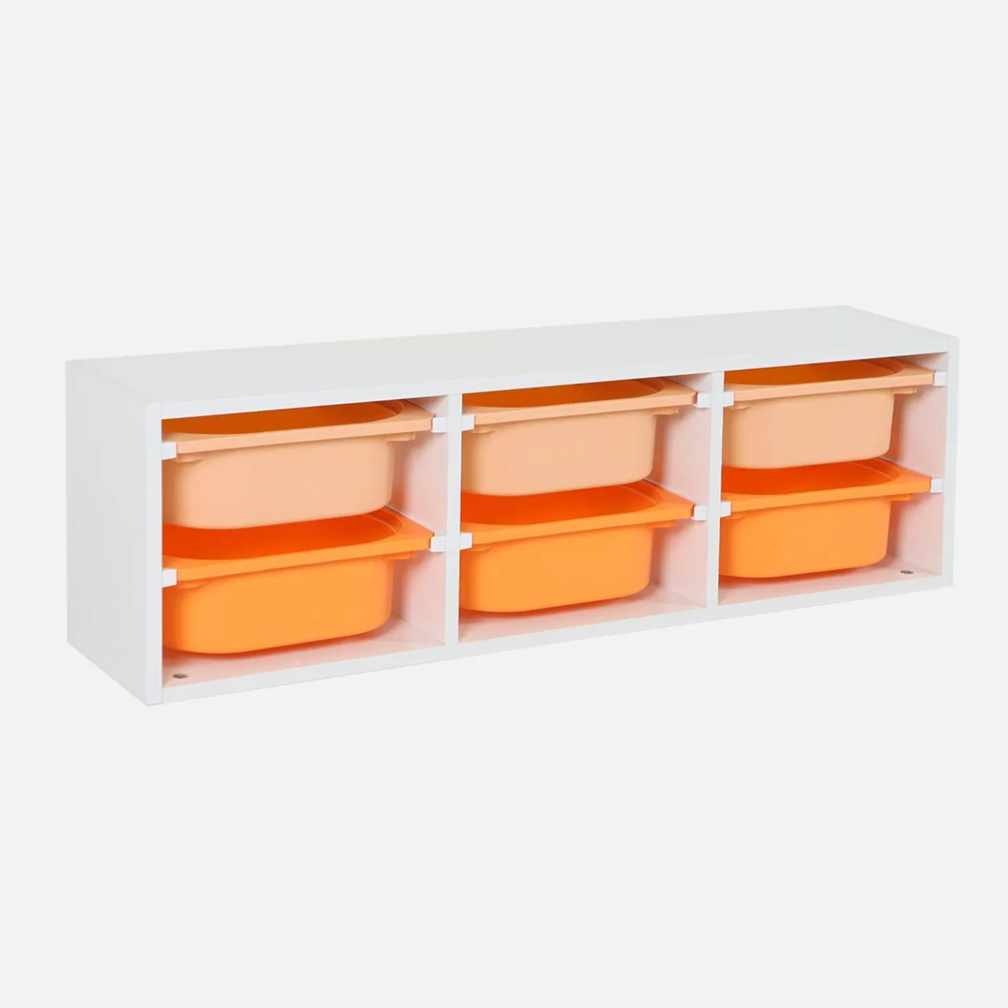 Children storage unit with 6 colourful bins, White