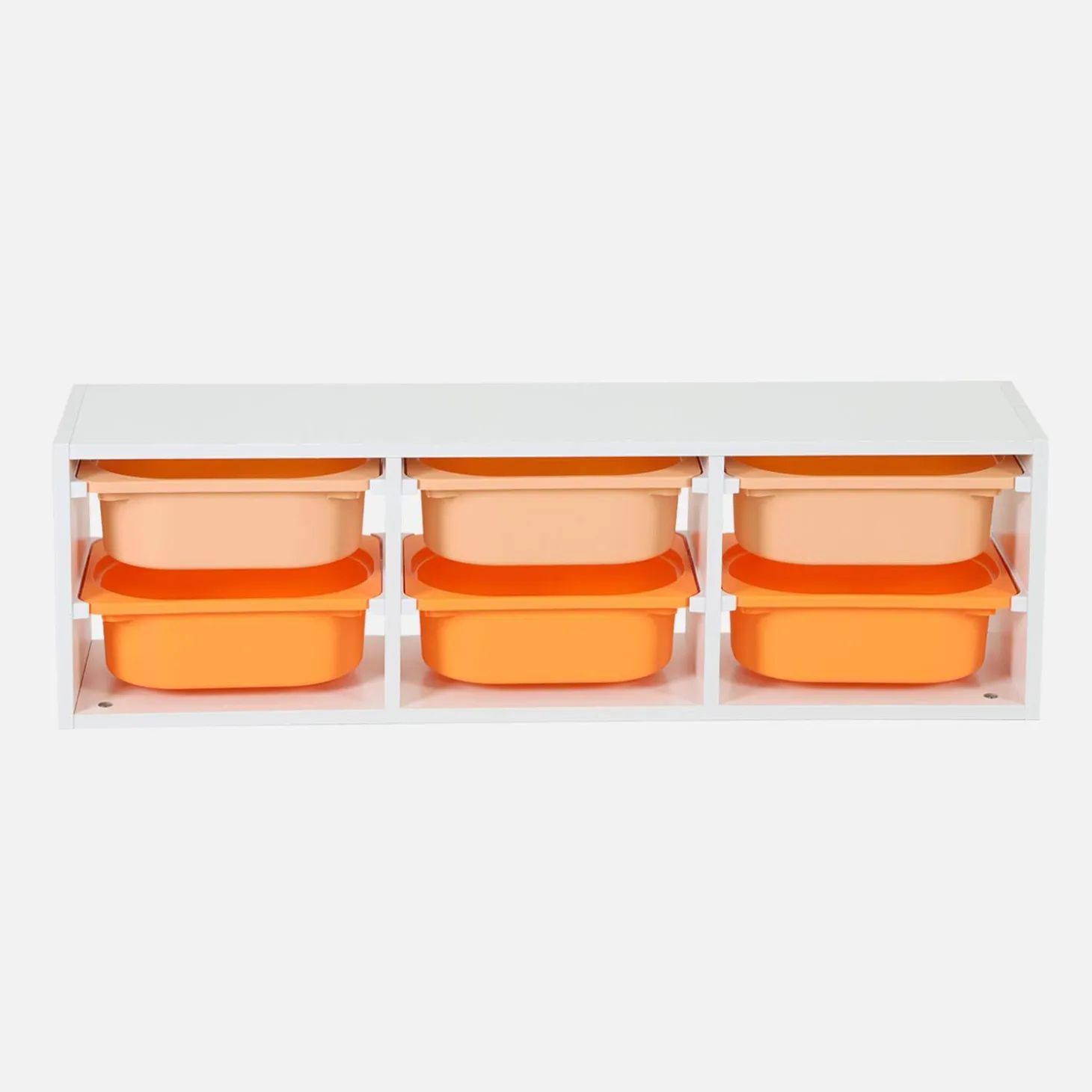 Children storage unit with 6 colourful bins, White