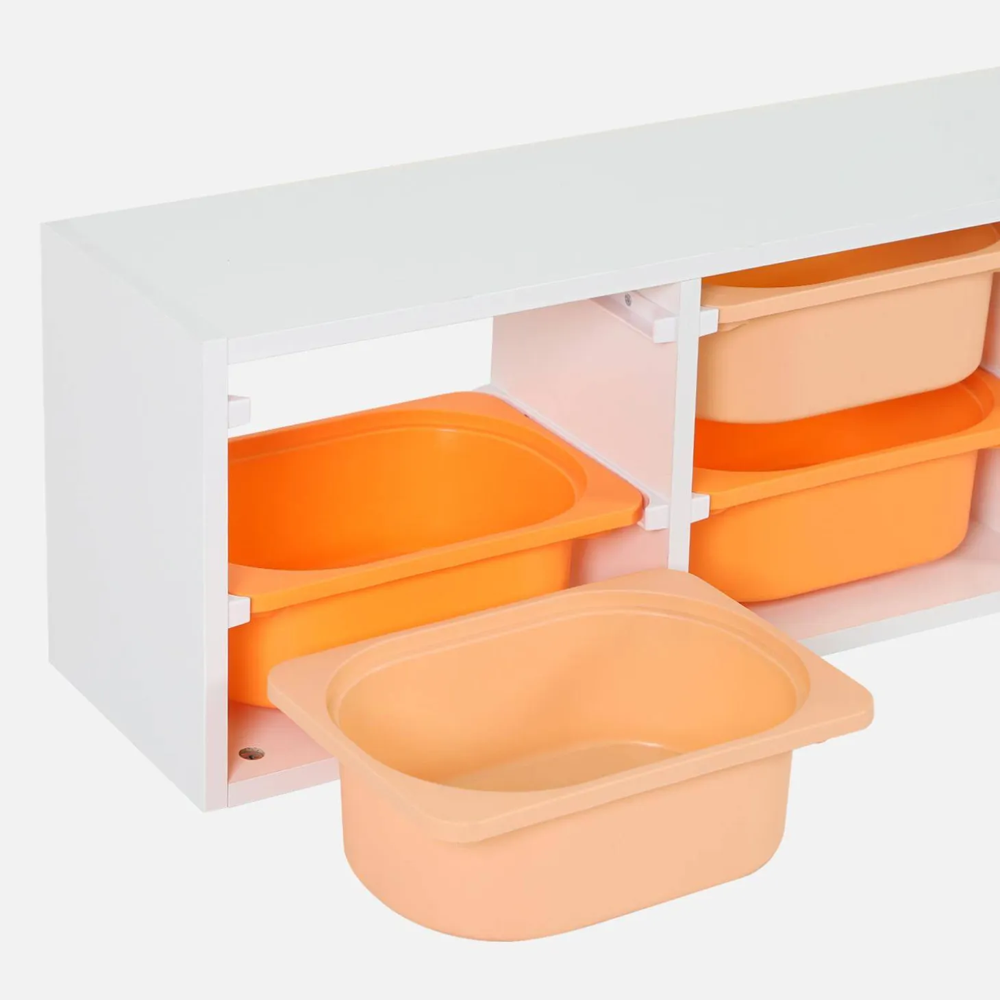 Children storage unit with 6 colourful bins, White