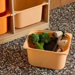 Children storage unit with 6 colourful bins, Natural