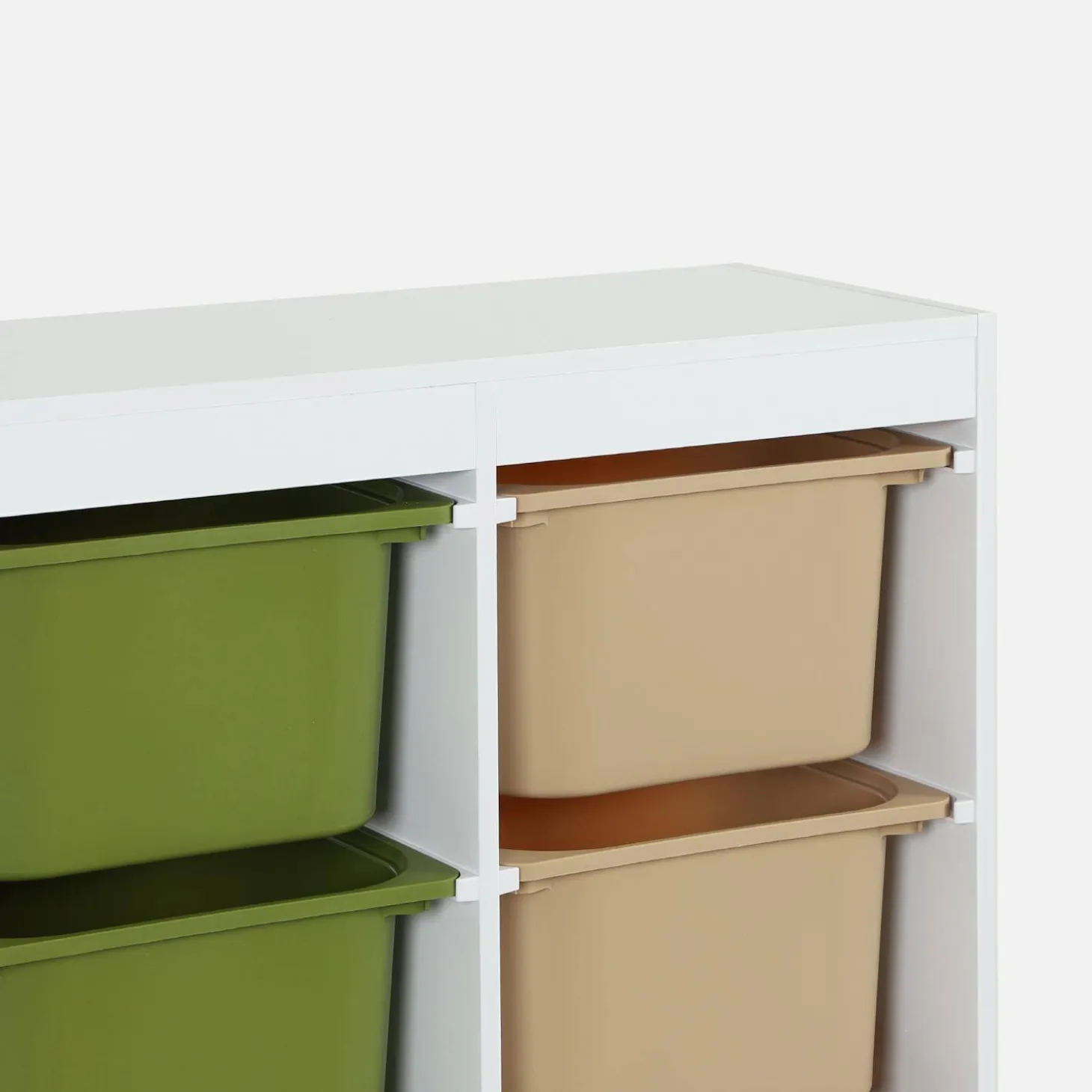 Children storage unit with 6 colourful bins, White