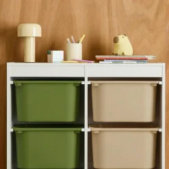 Children storage unit with 6 colourful bins, White
