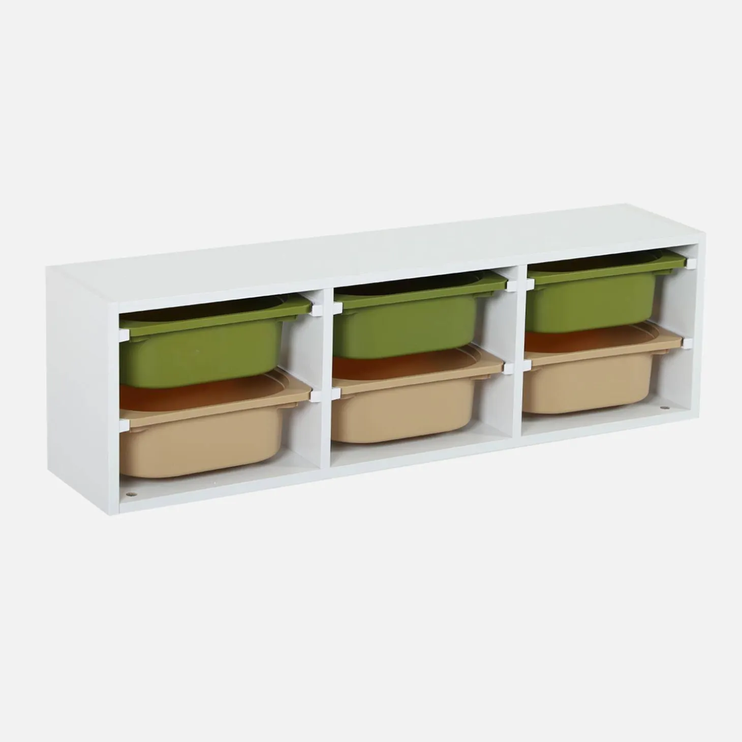 Children storage unit with 6 colourful bins, White