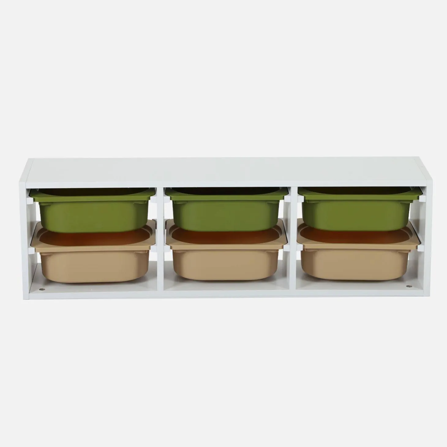 Children storage unit with 6 colourful bins, White