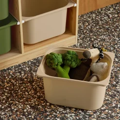 Children storage unit with 6 colourful bins, Natural