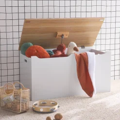 Children's toy storage box with side handles