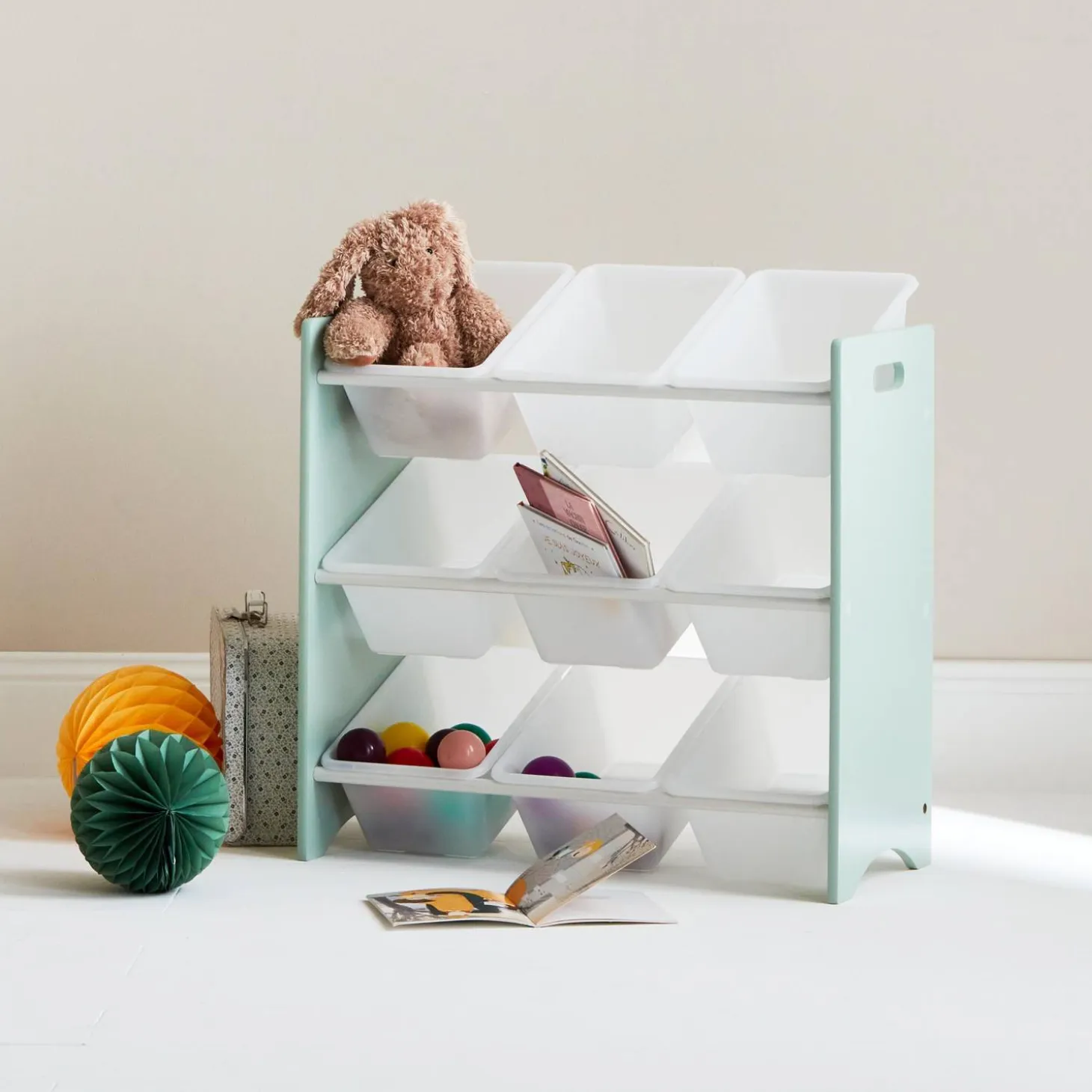 Children's toy storage unit with 9 baskets