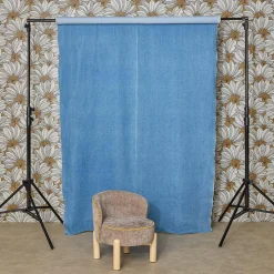 Children's vintage armchair rubberwood and chenille fabric