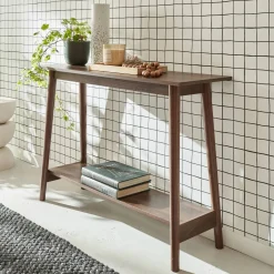 110cm console table with walnut wood effect